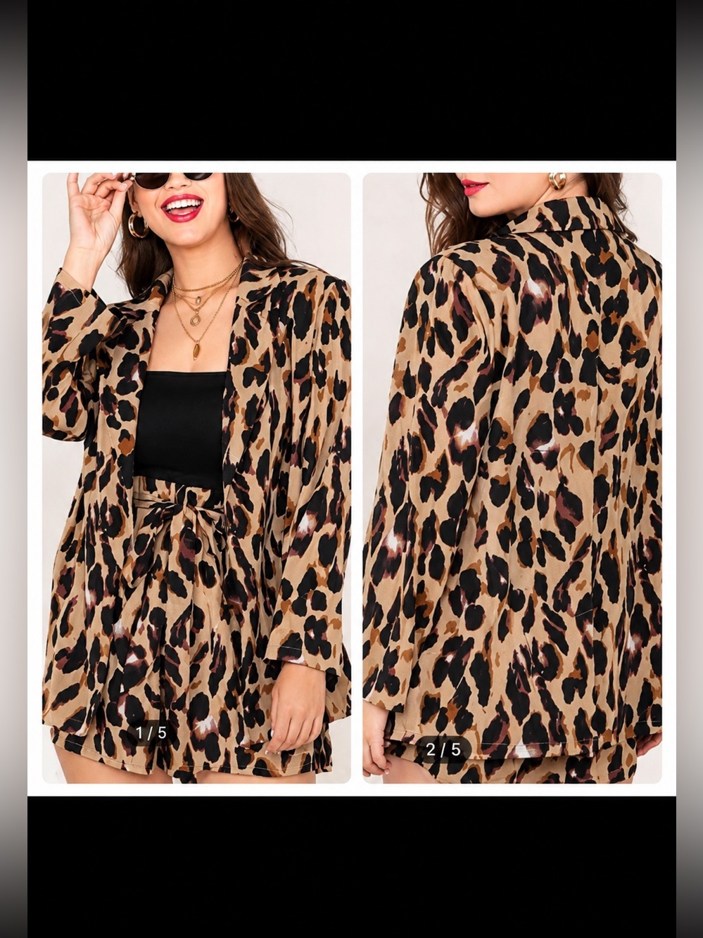 SHEIN Leopard Print 2-Piece Short Set | Size 2X | New/Never Worn